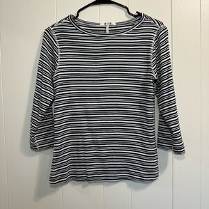New Threedots Woman’s size Large Black and White Striped 3/4 sleeve Top